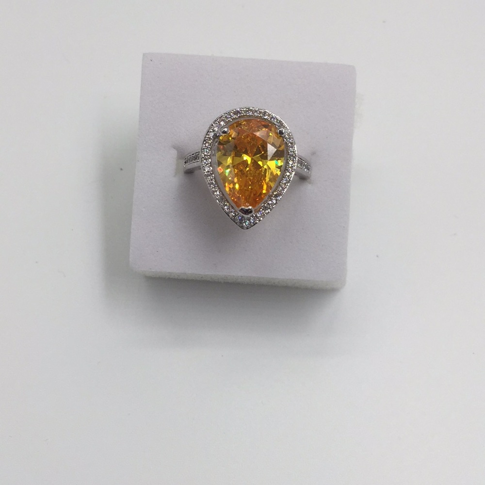 5 CARAT MULTI COLOR YELLOW TOPAZ 925 SILVER RING - Picture 1 of 6